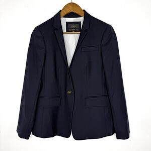 J Crew Blazer Womens 6P Navy Blue Regent Wool Stretch Lined Jacket Career